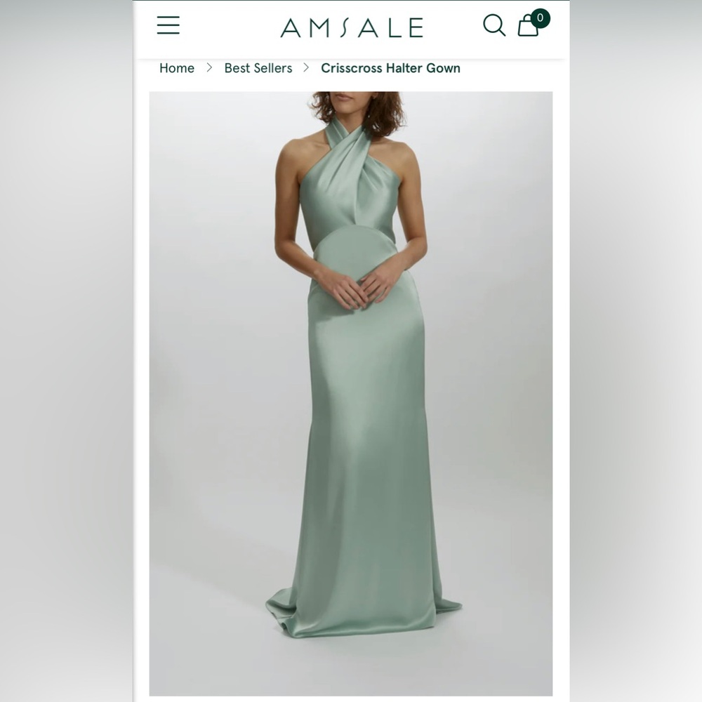NWT Amsale Satin Criss-Cross Gown. Size 12